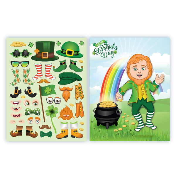 St Patrick's Day Crafts for Kids Make A Leprechaun Sticker Set - 12 Sets